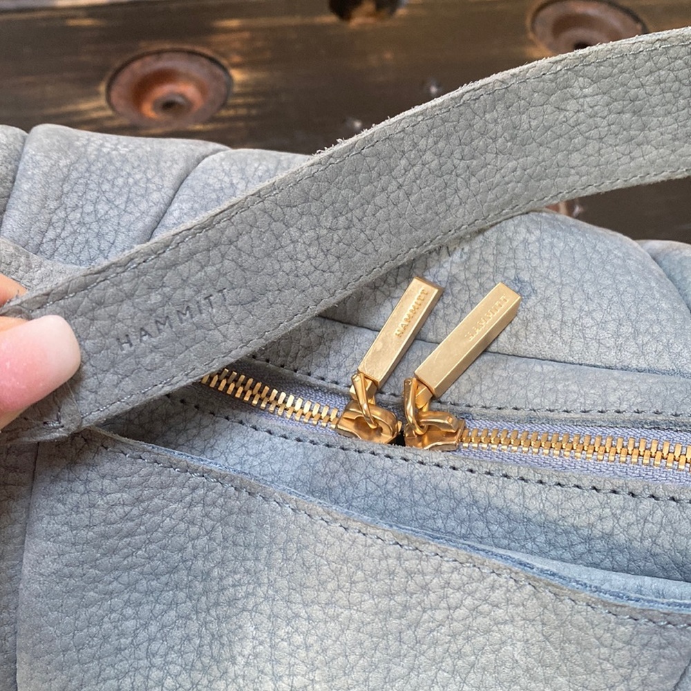 Hammitt Light Blue Suede Crossbody Bag - Picture 12 of 16